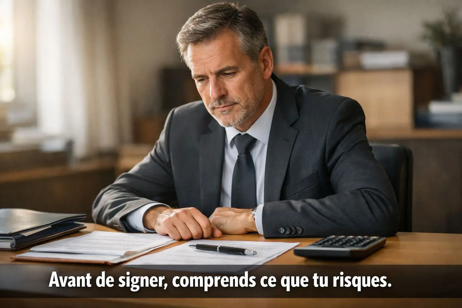 Homme de 50 ans face à des documents financiers lors d'un divorce