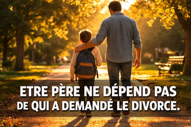 Père et enfant ensemble après un divorce initié par la mère