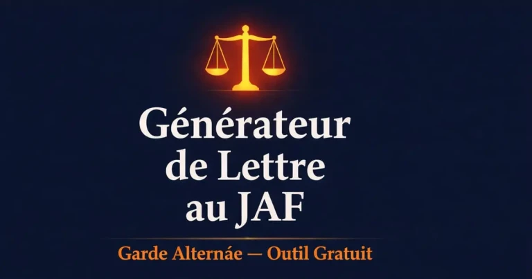 Générateur gratuit de lettre au JAF — Demande de garde alternée — RenaîtreDivorce.fr