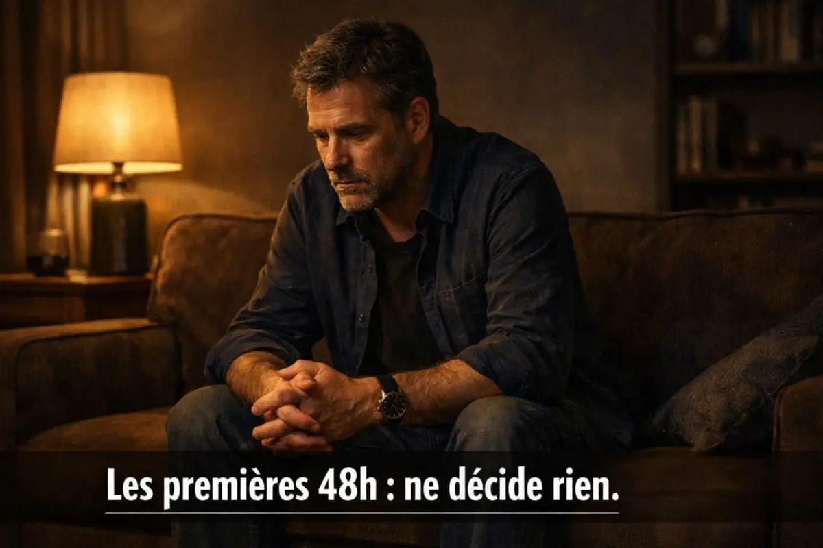 Homme seul la nuit face à l'annonce du divorce par sa femme