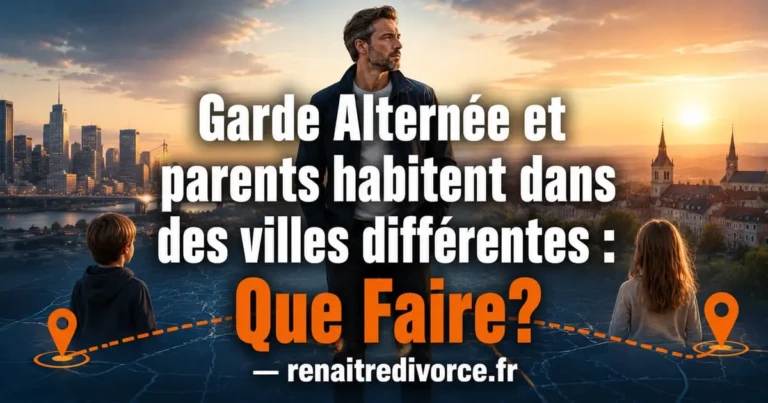 Père regardant une carte entre deux villes symbolisant la garde alternée à distance