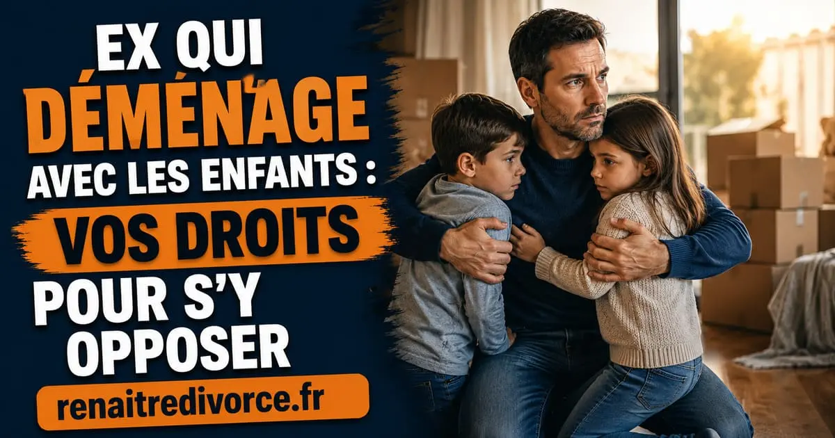 Ex qui veut déménager loin avec les enfants : vos droits pour s'y opposer Père tenant la main de ses enfants face à une décision de déménagement imposée par son ex après divorce