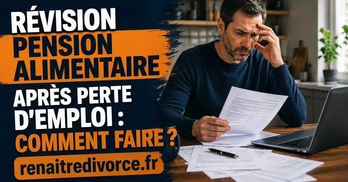 Père chômeur consultant ses documents pour demander la révision de sa pension alimentaire après perte d'emploi