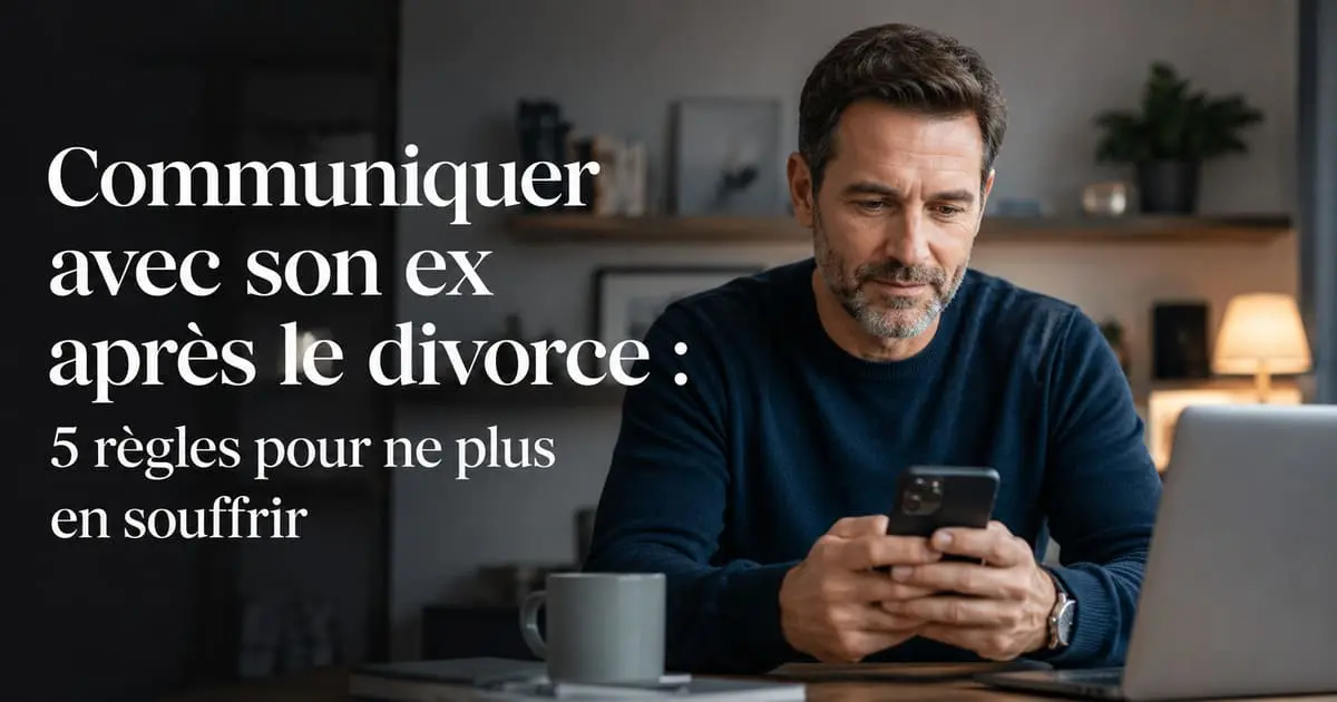Père divorcé envoyant un message neutre à son ex pour la coparentalité — communiquer avec son ex après un divorce